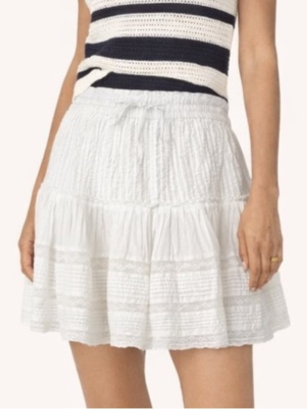 Unsubscribed White Victorian Ruffle Lace Mini Skirt